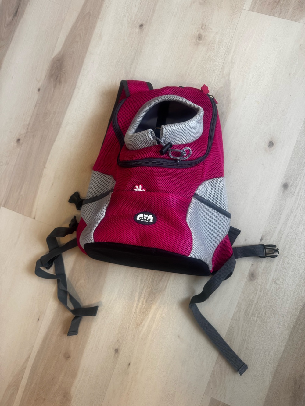 Dog Carrier Backpack – Pink & Gray Mesh Pet Backpack